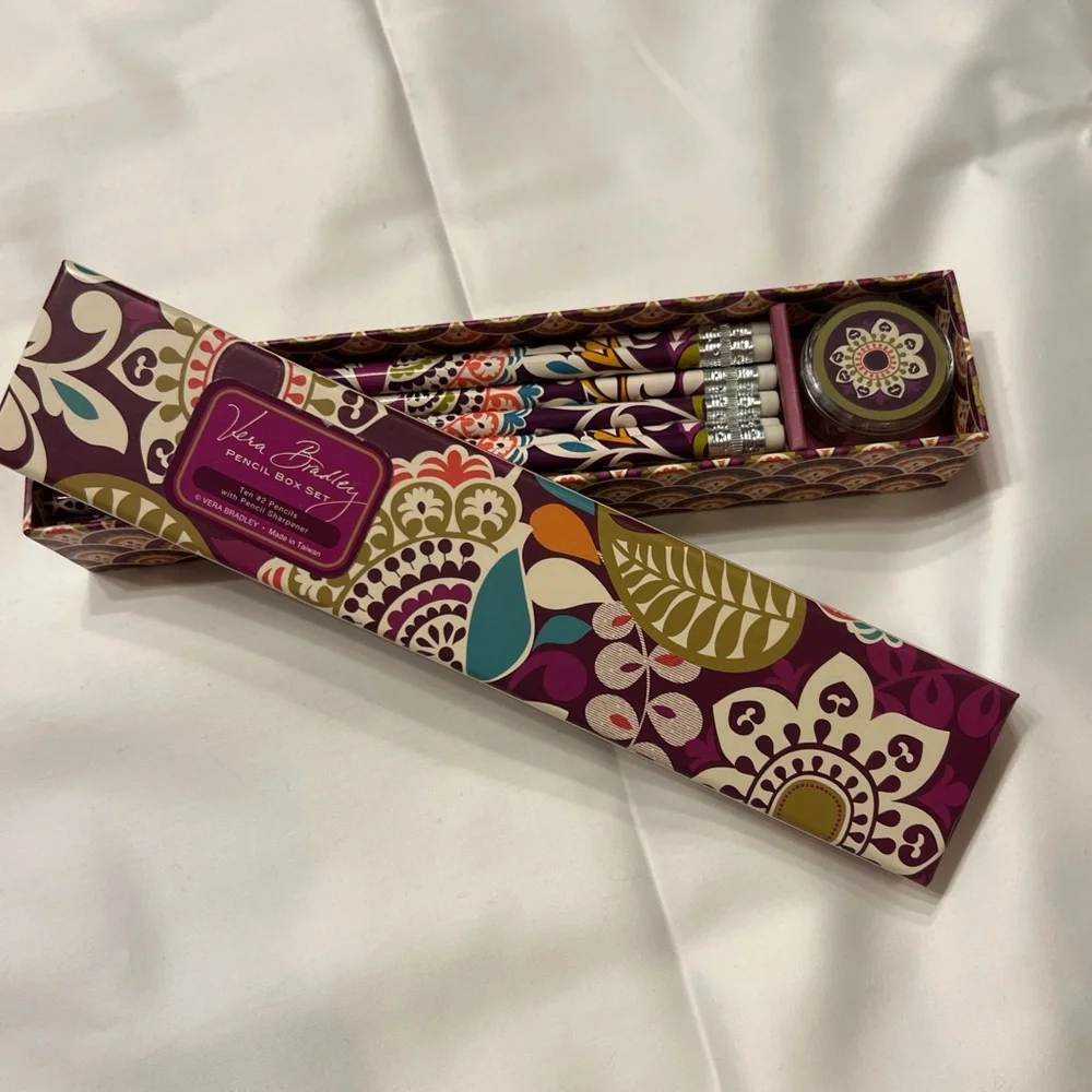 Vera Bradley Floral Pencil Box in Purple and Gold
